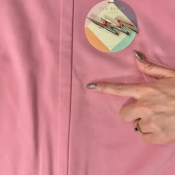 Ted Baker Pink Patron Front Tie Mini Sleeveless Dress size 5 / XL / 12 NEW Tags - Picture 5 of 16